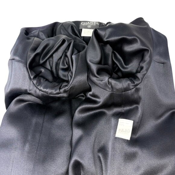 CHANEL Vinatage 95A CC Logo Button Coat Jacket #38 Cashmere Dark Blue [106350] - Picture 9 of 12